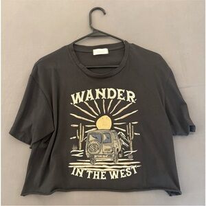 Altar'd State Black Graphic Tee with Cream Print